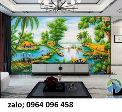 Mẫu tranh gạch 3d cảnh đồng quê đẹp - MNBB95