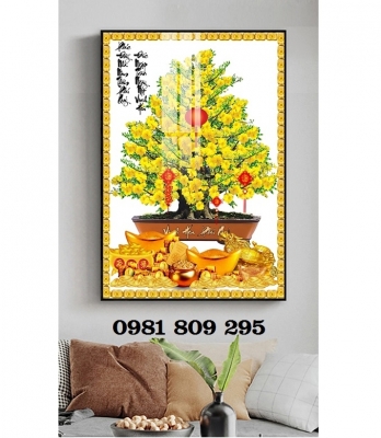Tranh gạch mai vàng 3d JH97