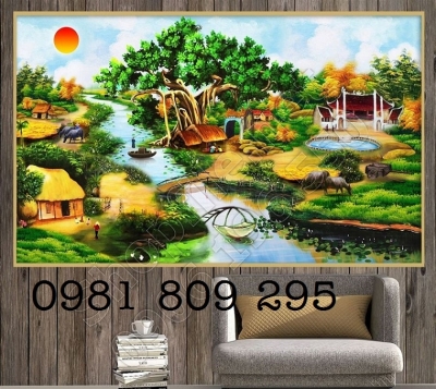 Tranh gạch 3d phong cảnh đồng quê