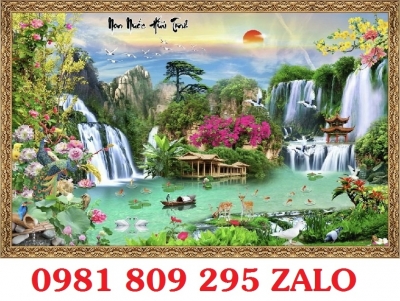 Gạch tranh , tranh ốp tường phong cảnh mặt trời
