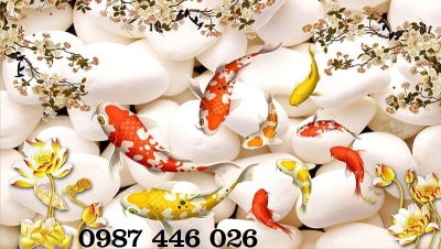 Tranh gạch men cá chép vàng 3d HP8384