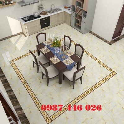 Gạch viền hoa văn khắc vàng HP739
