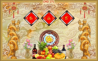 Gạch tranh 3D - phòng thờ gia tiên