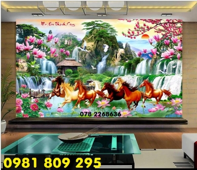 tranh gạch 3d - mã đáo phong thủy ốp tường