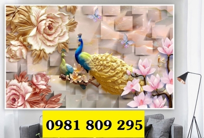 Gạch tranh chim công khổ dọc JHG9