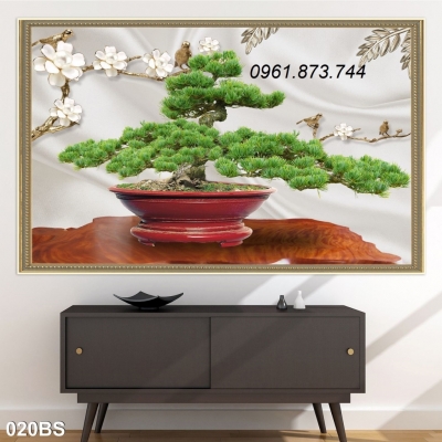 Tranh 3d cây bonsai-Tranh treo tường
