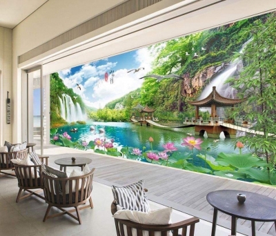 tranh 3d phong cảng thiên nhiên - gạch tranh 3d ốp tường - 764SL