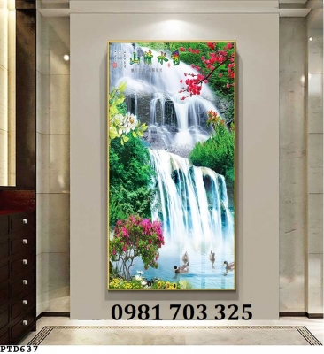 Gạch khổ đứng 3D phong cảnh đẹp