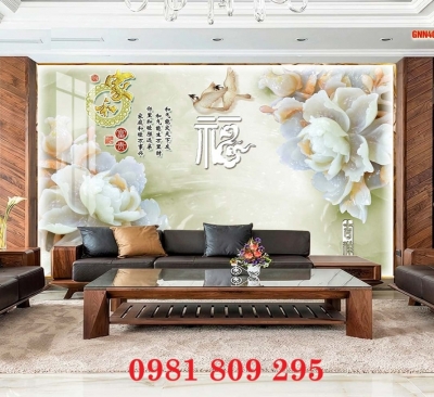Tranh gạch men 3d mẫu đơn sứ ngọc