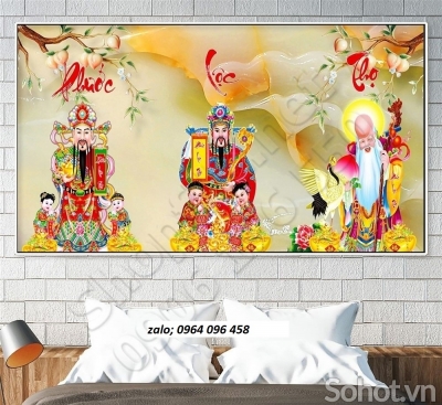 Gạch tranh 3d ốp tường phúc lộc thọ - 2KMNB6