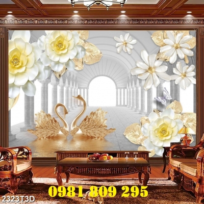 Tranh gạch men hoa ngọc 3d