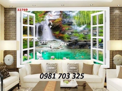 Tranh gạch đẹp 3D hình cửa sổ
