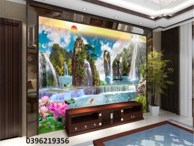 Tranh gạch 3D hình thác nước trang trí