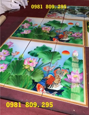 Gạch ốp tường , gạch trang trí , tranh hoa sen