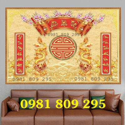 Tranh phòng thờ , gạch tranh 3d mâm ngũ quả