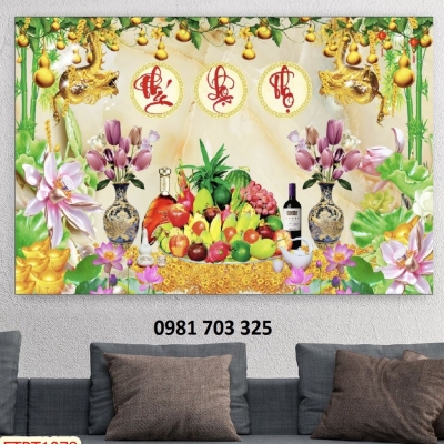 tranh 3D phòng thờ, gạch tranh ốp tường