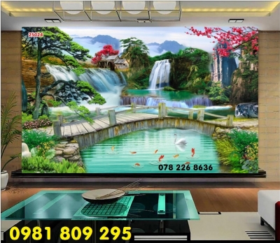 Gạch 3d thác nước - tranh gạch men phong cảnh