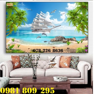 Tranh ốp tường , tranh gạch men thuyền
