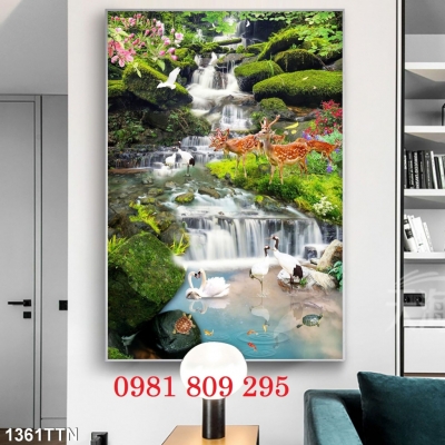 Gạch tranh 3d thác nước khổ đứng HGG4