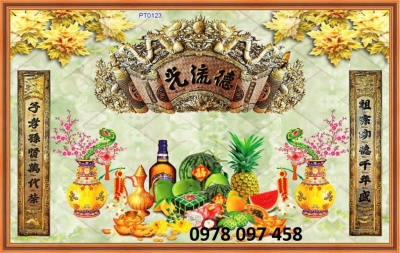 Tranh dán phòng thờ - gạch tranh 3D