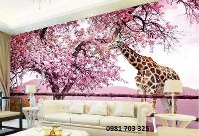 Gạch tranh ốp tường- tranh hoa đào