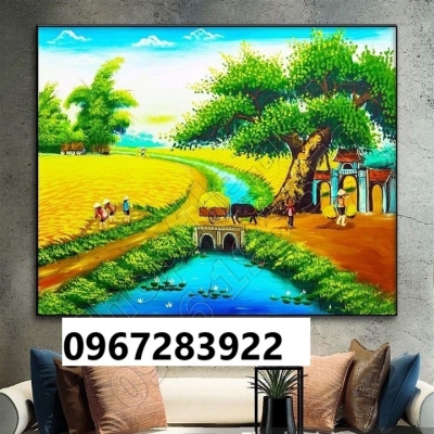 Tranh gạch đồng quê trang trí tường nhà