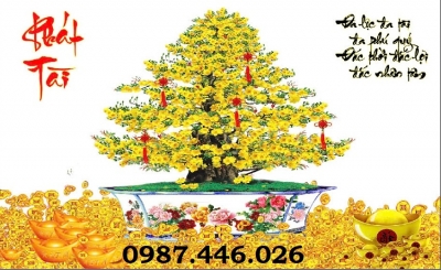 Tranh gạch hoa mai vàng