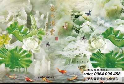 Gạch tranh 3d ốp tường phòng khách đẹp - VCNN85