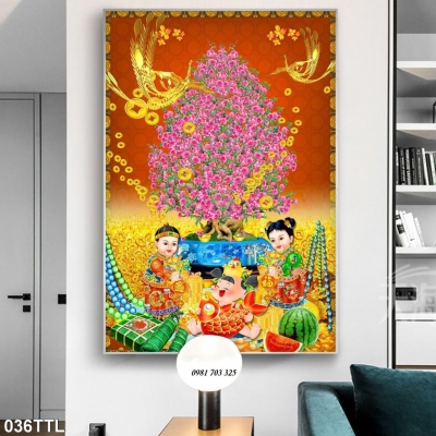 tranh gạch hoa đào- tranh gạch men 3D