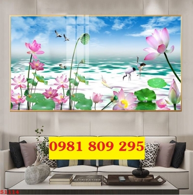 Tranh gạch hoa sen 3d GP765