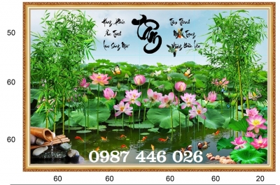 Tranh gạch men hoa sen ốp tường HP8272