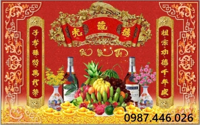 Gạch tranh ốp tường ban thờ, tranh gạch trang trí tường đẹp