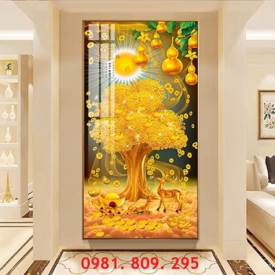 Tranh gạch men cây kim tiền