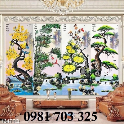 tranh gạch 3d tứ quý
