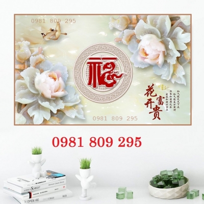 Gạch tranh 3d mẫu đơn sứ ngọc