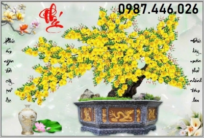 Tranh gạch hoa mai vàng
