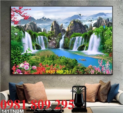 gạch tranh 3d phong cảnh con cò