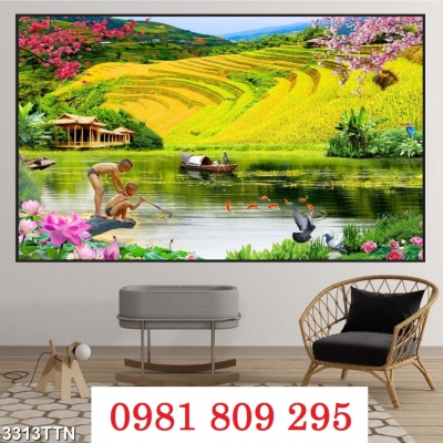 Tranh gạch ruộng bạ thang , gạch tranh 3d
