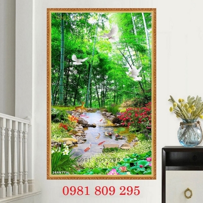 Tranh gạch men thác nước , gạch ốp tường 3d