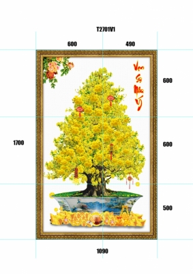 tranh gạch 3d cây mai vàng - 78K