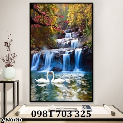 Gạch tranh phong cảnh khổ đứng 3D trang trí