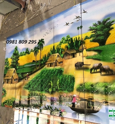 tranh 3d phong cảnh làng quê
