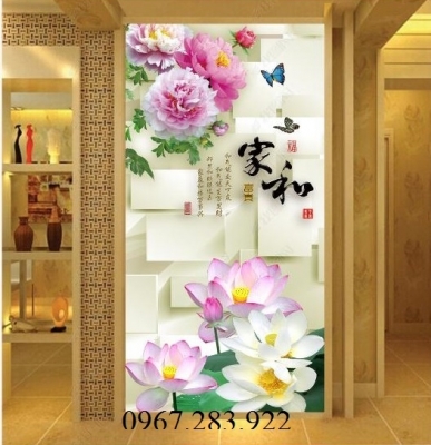 Gạch tranh- Tranh hoa 3D khổ dọc