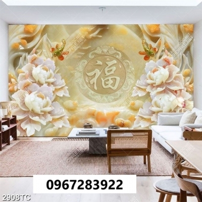 Tranh gạch hoa mẫu đơn ốp tường