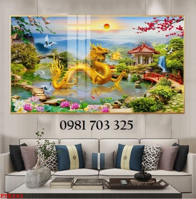Tranh rồng phong thủy 3D, tranh gạch men ốp tường
