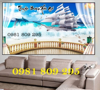 Tranh ốp tường , gạch 3d thuyền