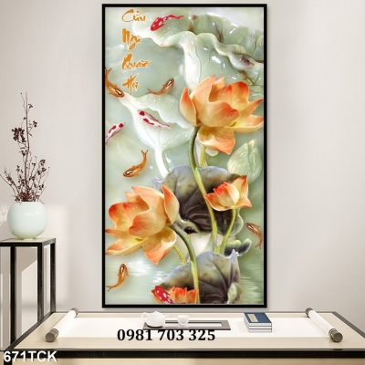 Tranh hoa sen trang trí đẹp