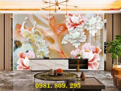 Gạch tranh 3d hoa mẫu đơn , tranh sứ ngọc