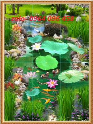 Tranh gạch 3d phong cảnh khổ đứng - BXC42