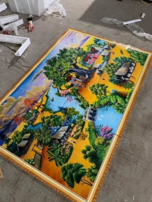 Tranh gạch 3D đẹp cảnh làng quê